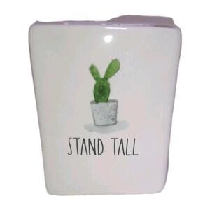 Rae Dunn Artisan Collection Magenta STAND TALL Cactus Square Ceramic Container